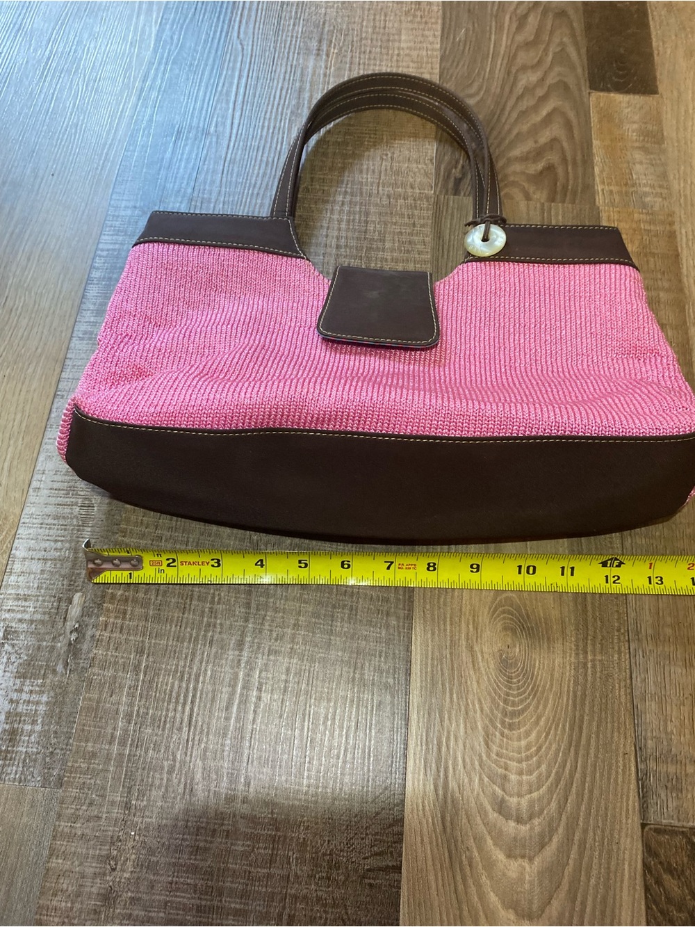 The Sak Pink and Brown Woven Tote with Leather Trim